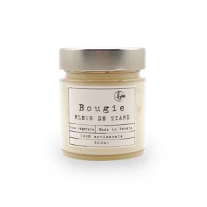 Bougie parfumée à la fleur de tiaré avec son couvercle fermé