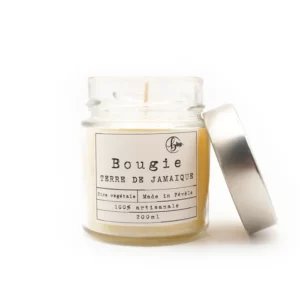 Bougie parfumée Terre de Jamaïque avec son couvercle ouvert